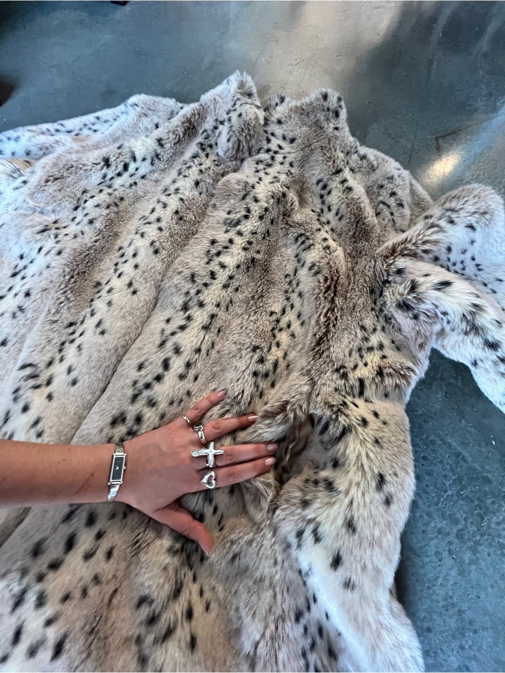 Faux Fur Spot-Print Coat - Cream - Picture 9 of 13